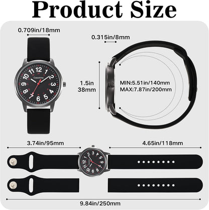 Casotime 30M Waterproof Nurse Watch - Luminous Easy Read Dial, Second Hand & 24H Military Time, Durable Silicone Band for Nurses, Medical Professionals, Students - Men and Women