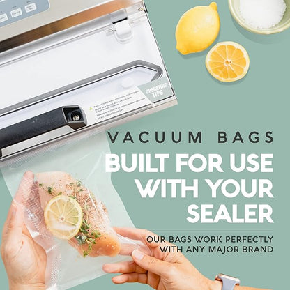 Avid Armor Vacuum Sealer Bags Quart 8x12 Inch 100 Pack for Food Saver, Seal a Meal Vacuum Seal Machines, Commercial Grade Heavy Duty BPA Free for Sous Vide and Meal Prep Precut Storage Bag