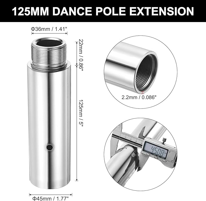 PATIKIL Dance Pole Extension for Stripper Dance Pole Stainless Steel Extending Tube Height Adjustable Replacement Accessories for Dancing Pole Connect