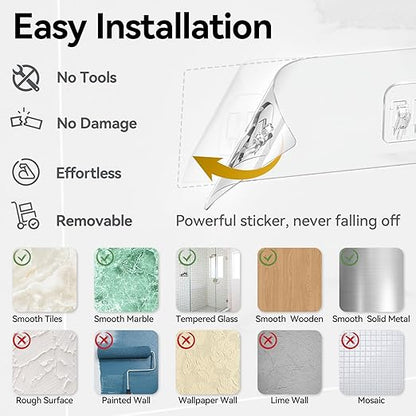 YASONIC Shower Caddy, 6 Pack Large Capacity Bathroom Organizers and Storage with Shower Soap Holder and 12 Hooks, Rustproof Shower Shelves for Bathroom Wall, No Drilling&Sleek Bathroom Accessories