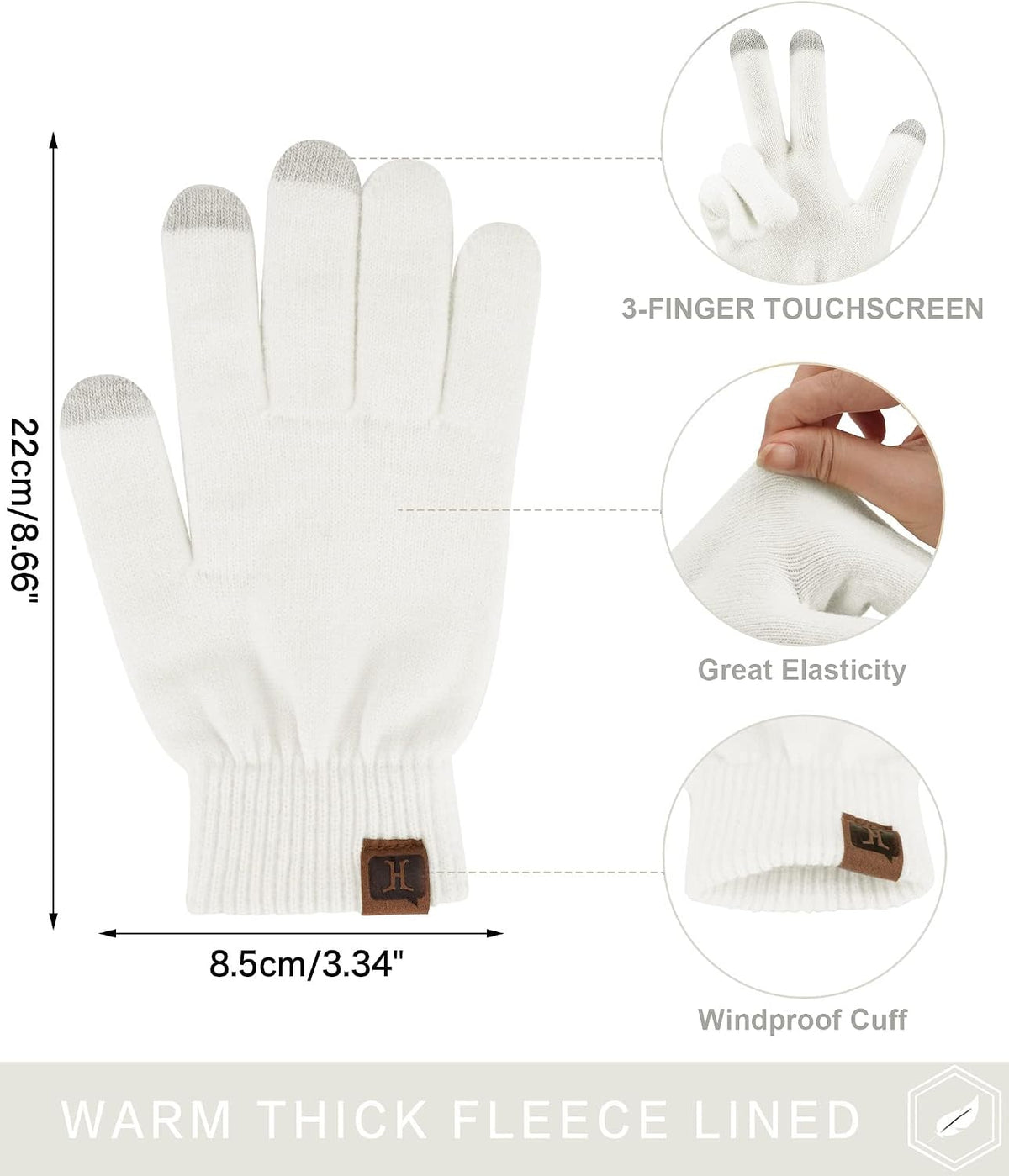FZ FANTASTIC ZONE Women's Winter Touchscreen Wool Magic Gloves Warm Knit Fleece Lined for Women