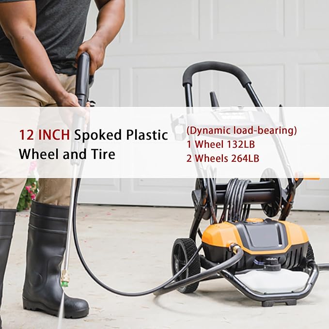 Parts Camp 12" Lawn Mower Wheels Kits 12 x 1.75'' Spoked Plastic Wheel and Tire For Push Mower WheelPressure WasherGarden CartAir CompressorWheelbarrowHandtruckGeneratorDolly Tires (Set of 2)