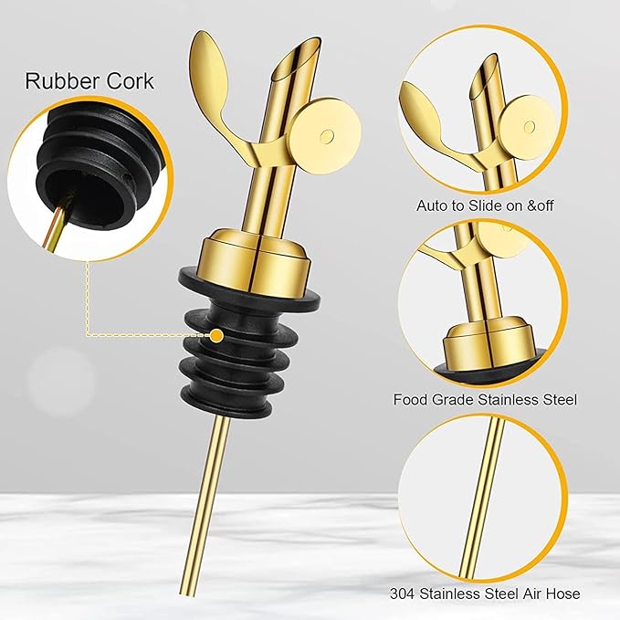Weighted Bottle Pourer, Olive Oil Dispenser Spouts, Precision Oil Pouring Spout, Automatic Turning Pourer Spout, Reusable Oil Dispensing for Coffee Shops, Restaurants Bars Outdoor Grill