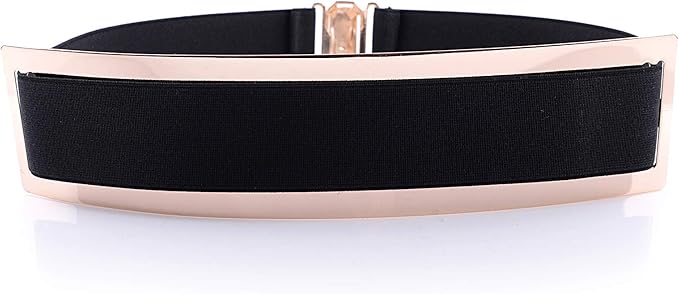 Women Elastic Waist Wide Belts Plus Size 27"-70" Dresses Coat Metal Thin Stretch Skinny Cinch Waistband 2.36" Width