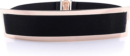 Women Elastic Waist Wide Belts Plus Size 27"-70" Dresses Coat Metal Thin Stretch Skinny Cinch Waistband 2.36" Width