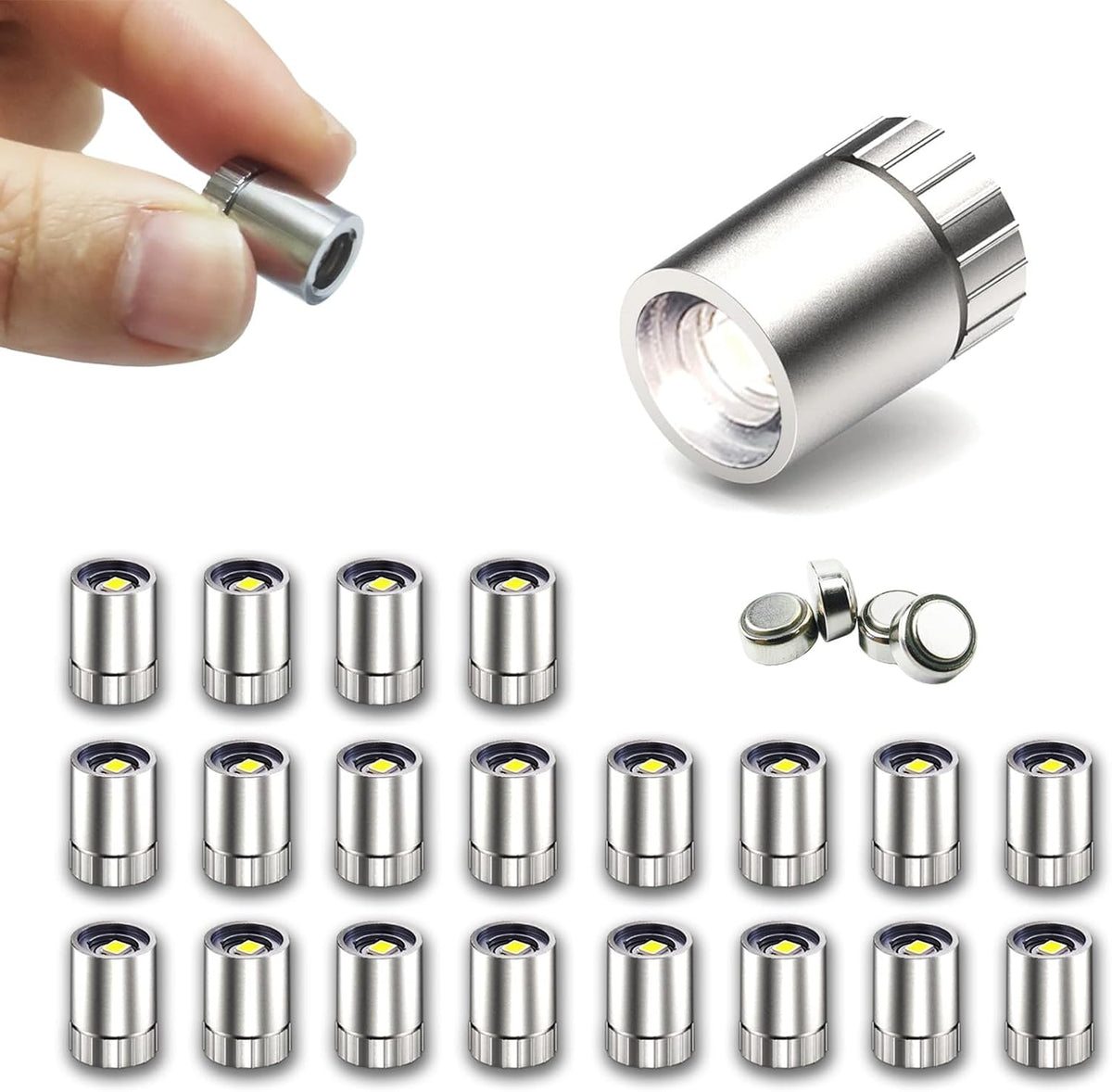 20 Pack Small Spotlight Battery Operated LED Lights, Warm White LED Wireless Miniature Spot Light for Artwork Painting,Jewelry Showcase Display,Closet,DIY Hand Craft (Cold White)