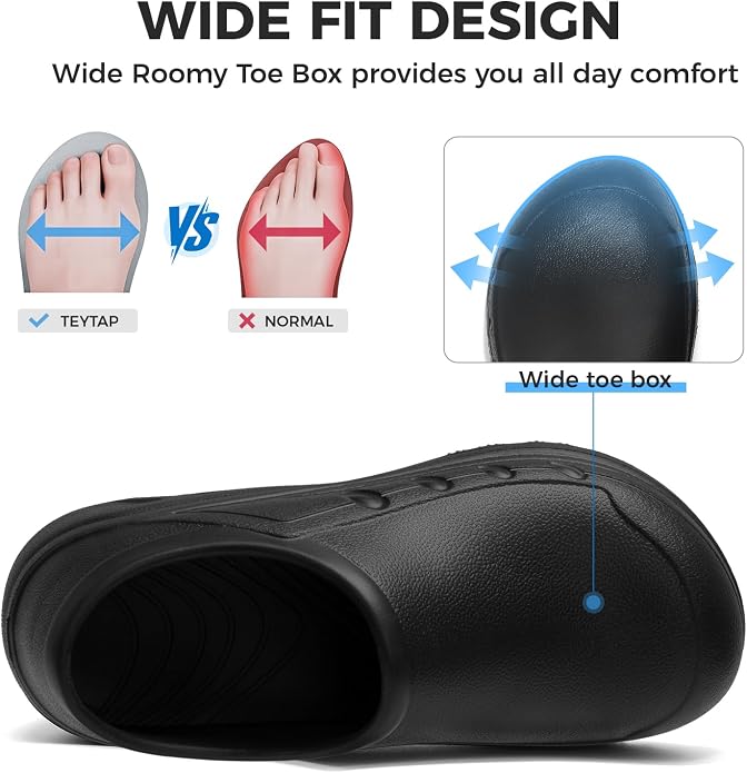 TEYTAP Chef Shoes Men Women Non Slip Work Shoes Water Proof Closed Toe Clogs for Nurse Kitchen Restaurant Food Service
