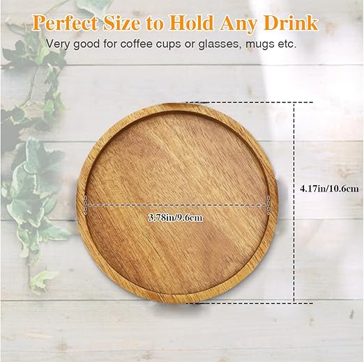 Acacia Wood Coasters with Lip for Drinks Round Coasters Set of 4, MDTARVF Beer Coaster Decor Beverage Cup Coasters Modern Bar Coasters Gift Best Coffee Table Coasters