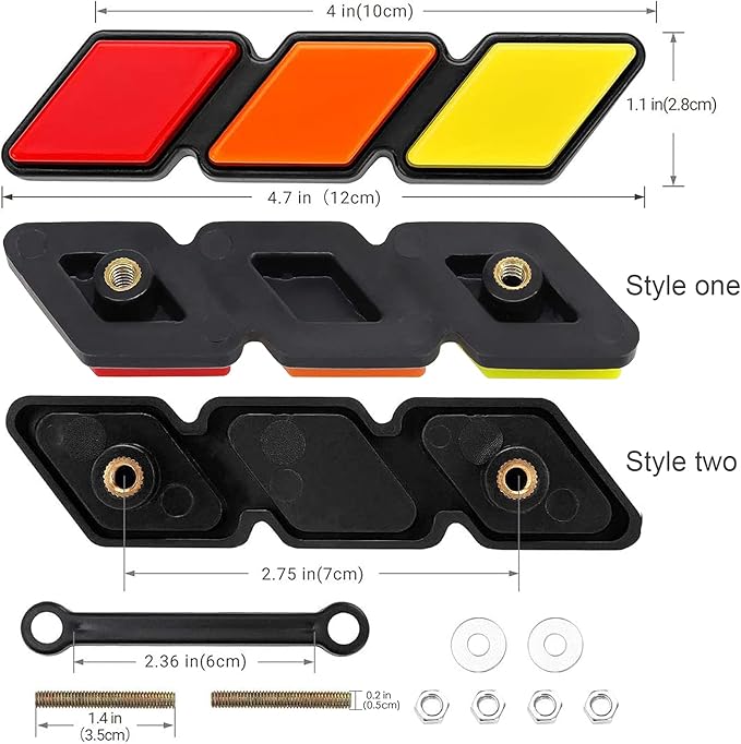 Tri-Color Front Grille Badge Emblem for Tacoma 4 Runner Tundra Sequoia Rav4 Highlander(YellowOrangeRed