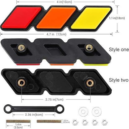Tri-Color Front Grille Badge Emblem for Tacoma 4 Runner Tundra Sequoia Rav4 Highlander(YellowOrangeRed