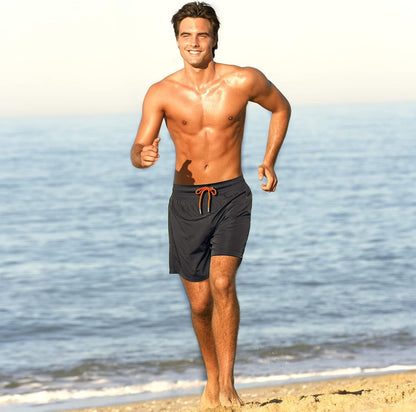 BRISIRA Mens Swim Trunks Swim Shorts Quick Dry 5 inch Inseam Beach Shorts with Compression Liner and Zipper Pocket( Size 2XL )