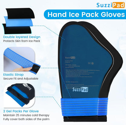 SuzziPad Cold Therapy Hand Ice Packs, Cooling Gloves for Chemotherapy, Chemo Care Package for Women and Men (Gloves and gloves ice packs only. Universal size)