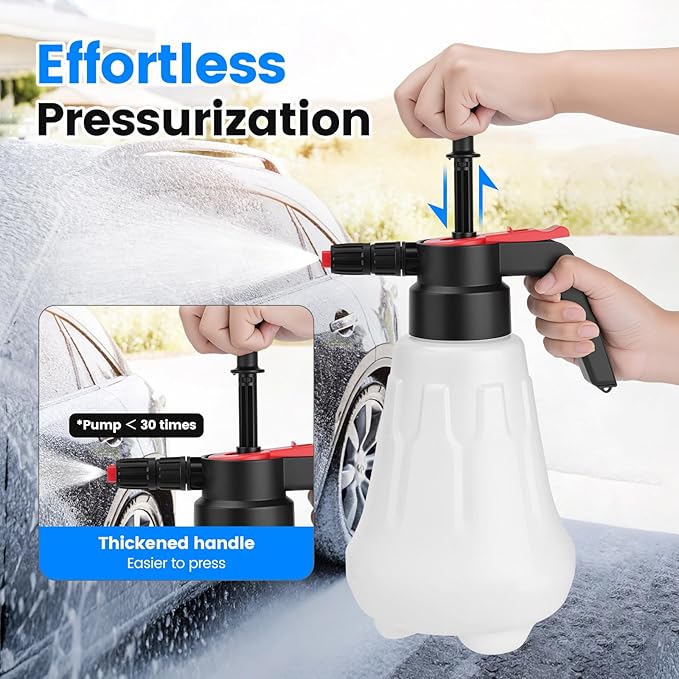 Awakening 1.5L Pump Foam Sprayer, 50oz Car Wash Foam Sprayer,0.26Gal Foaming Spraye Bottle with 2 Adjustable Nozzles, Durable Tank, Visible Scale, Suitable for Car Washing and Lawn&Garden Care