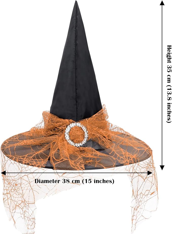 American Trends Halloween Witch Hat for Women Steeple Lace Halloween Costume Accessory for Party