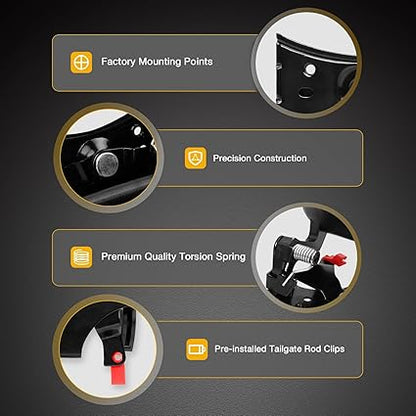 Tailgate Handle Latch and Bezel Trim with Rod Clips  for 1999-2007 Chevy Silverado GMC Sierra 1500 2500 3500  Replaces 15997911, 15228539, 15228541, 15228540