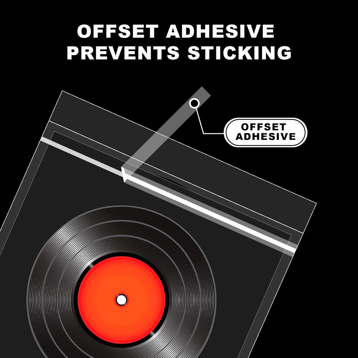 100 Pack 12 inch Vinyl Record Outer Sleeves - 3 Mil Crystal Clear Polyethylene with Adhesive Flap | Archival-Safe Protection for LP Album Storage & Display, Gatefold Compatible, Acid-Free