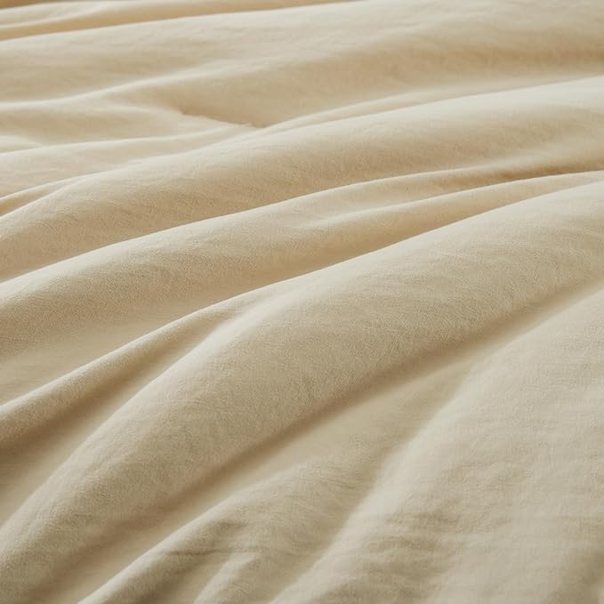 WRENSONGE Beige Twin XL Comforter Set, 5 Pcs Soft Twin Size Comforter Sets- Twin Comforter, Fitted Sheet, Flat Sheet, 2 Pillow Shams, 2 Pillowcases, Warm Twin Bedding Sets All Season