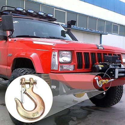 4Pack Clevis Slip Hook, 516 Inch Clevis Safety Hook with Safety Latch, Heavy Duty Forged G70 Chain Hook for Truck Trailer Winch Transport Tow Chain Hook,34 in Opening,14,000 Lb Capacity