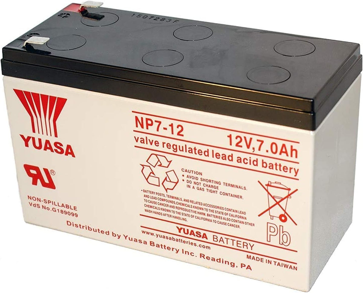 Yuasa NP7-12 12V/7Ah Sealed Lead Acid Battery with F1 Terminal