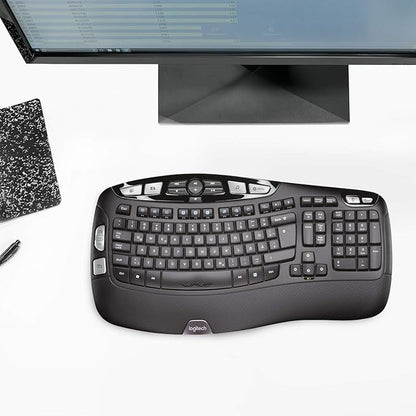 Logitech K350 Keyboard - Wireless Connectivity - RF - Black - USB Interface