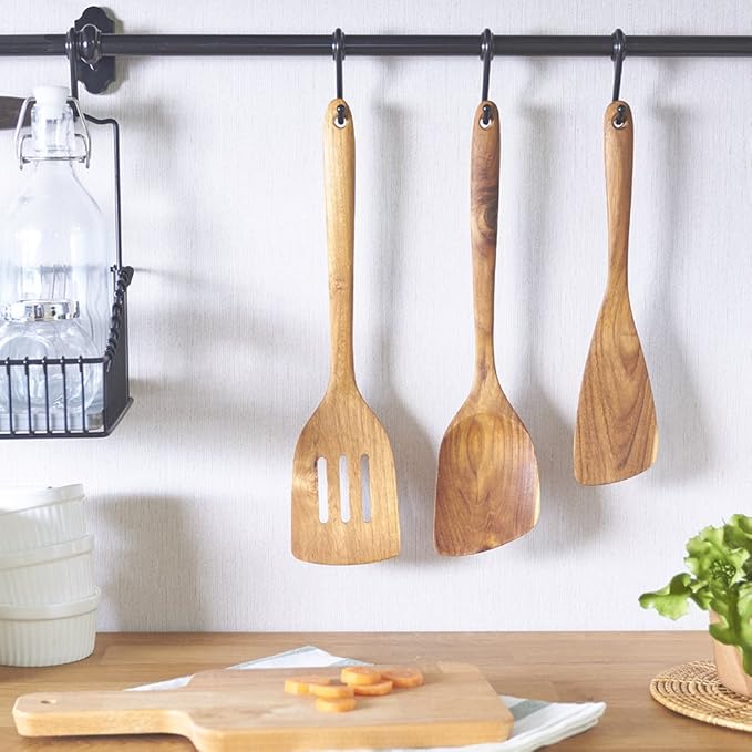 FAAY Teak Wooden Slotted Spatula Turner  Durable, Healthy, High Moist Resistance Teak Wood Spatula for Non Stick Cookware