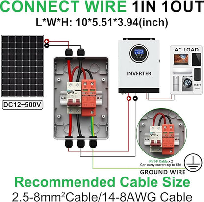 Solar Disconnect Switch 40 Amp DC 500V Circuit Breaker with Lightning Surge Protector Arrester and IP65 Breaker Box for Outdoor Solar Panel System