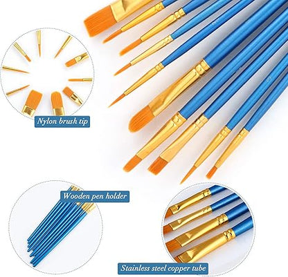 Acrylic Paint Brush Set, 1 Packs  10 pcs Watercolor Brushes Painting Brush Nylon Hair Brushes for All Purpose Oil Watercolor Painting Artist Professional Kits.
