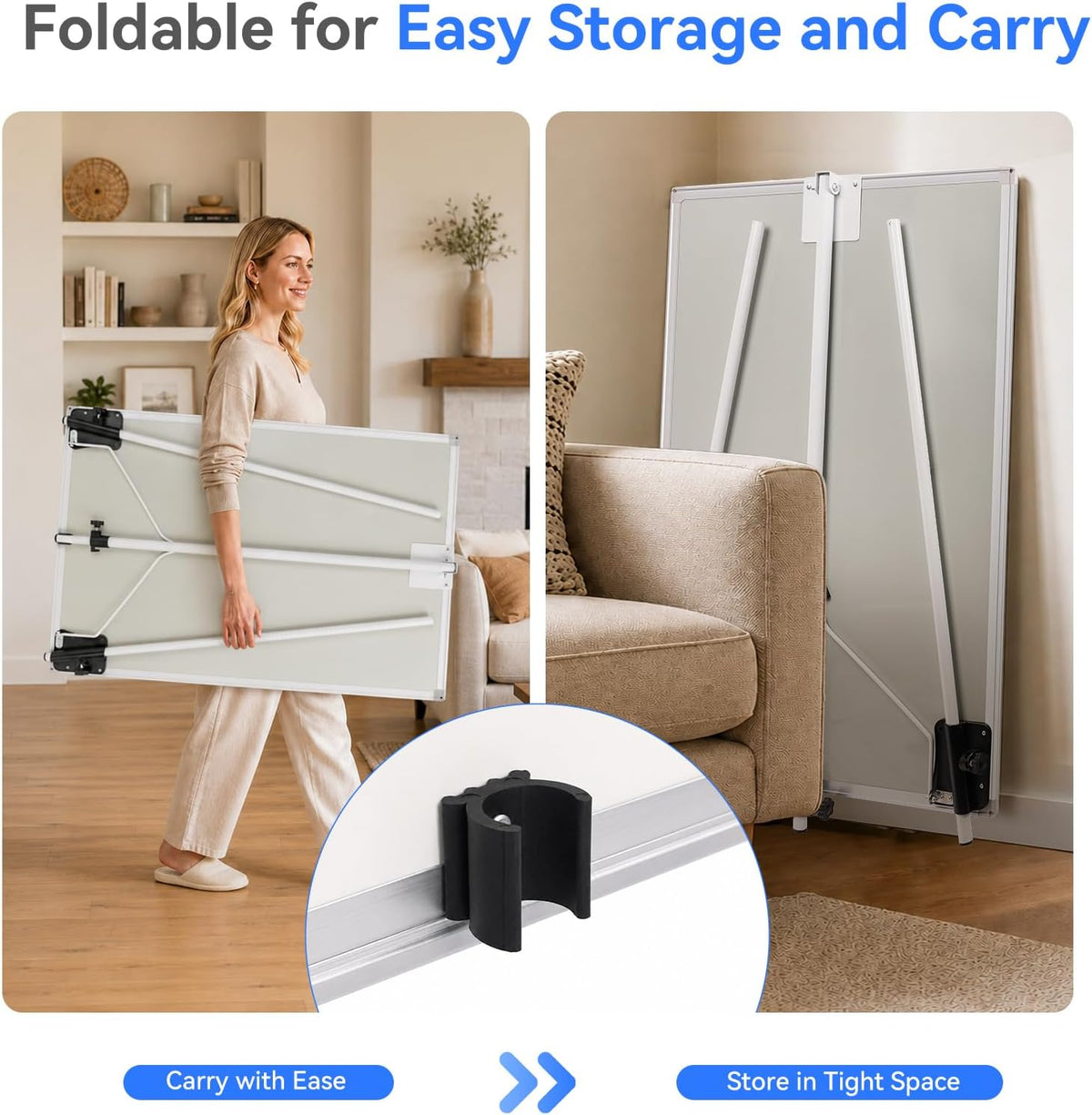 Easel Whiteboard - Magnetic Portable Dry Erase 36 x 24 Tripod Height Adjustable, 3' x 2' Flipchart Easel Stand White Board for Office or Teaching at Home & Classroom (36x24 White) (minor dents on board; missing 1 magnet, packing box slightly damage)