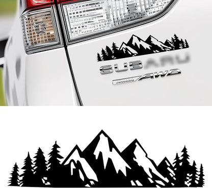 Vinyl Snow Mountain Tree Decal Sticker, Trunk Logo Decal Sticker, Car Exterior Accessories(Black)