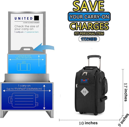 17x10x9 Inches Rolling Personal Item Under Seat Travel Bag Suitable For United Airlines, Not Suitcase, Rolling Travel Bag Design