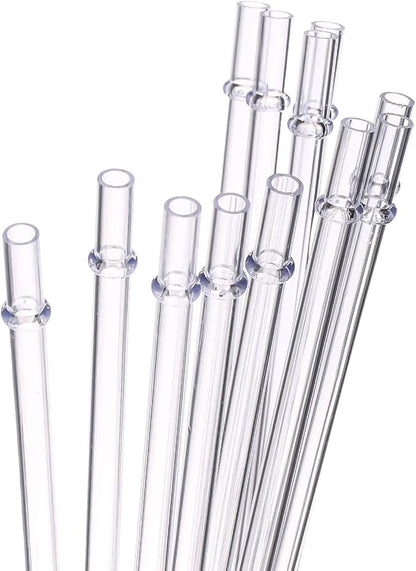 Dakoufish 6 Inch Reusable Thick Plastic Clear Drinking Straws for Short Mini 6oz-8oz Mason Jar Tumblers,Set of 12 Pcs Straws with Cleaning Brush (6inch