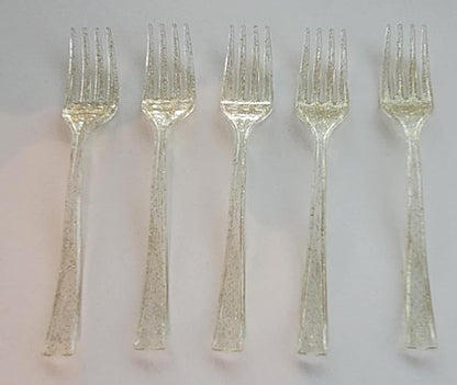 Gold Glitter Premium Quality Mini Forks, 20 Count
