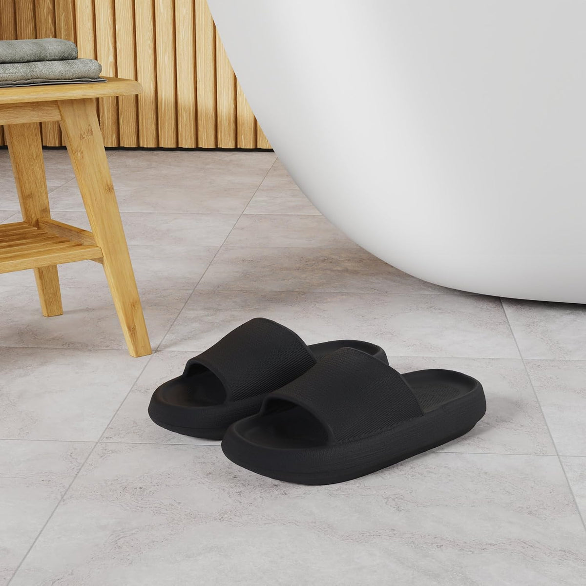 WHITIN Women's Slides with Cushioned Thick Sole Slippers for Home Wear Y13 | Comfort for Daily Wear, Waterproof & Easy to Clean, Indoor & Outdoor Versatility, Lightweight EVA for All-Day