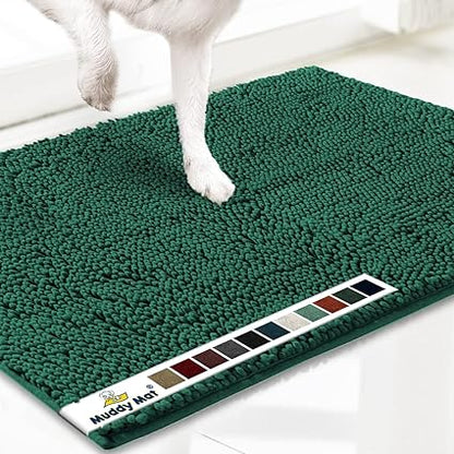 Muddy Mat Shown on TV  Super Absorbent Microfiber Dog Door Mat for Muddy Paws, Non-Slip Washable Pet Rug, Quick Dry Chenille Entryway Carpet, Machine Washable Indoor Outdoor mat, Dark Green 60"x48"