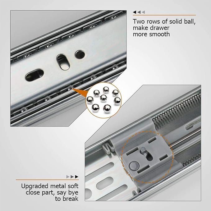 LONTAN 1 Pair Soft Close Drawer Slides 18 Inch Heavy Duty Cabinet Rails