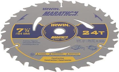 IRWIN Tools Marathon Carbide Corded Circular Saw Blade, 7 14-inch, 24T (24030) (Pack of 5)
