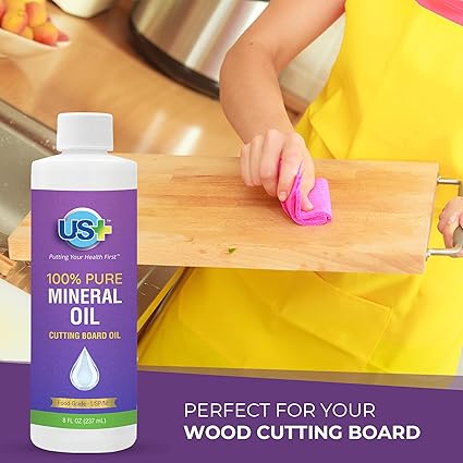 8oz US 100 Pure Mineral Oil - Cutting Board Oil - Food-Grade - USP - GMO-Free - Restores  Protects Cutting Boards, Butcher Blocks, Countertops, Steel Surfaces  More