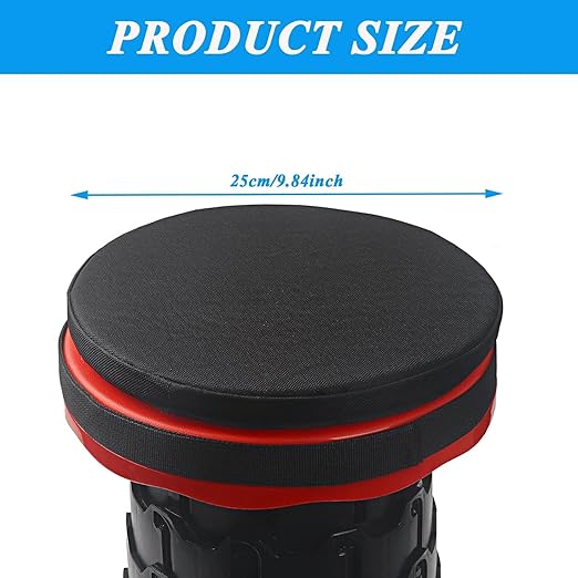 2 Pack Telescopic Stool Cushion, Round Thickened Collapsible Folding Stool Seat Cushion with Memory Foam (Black)(Not Include Stool)