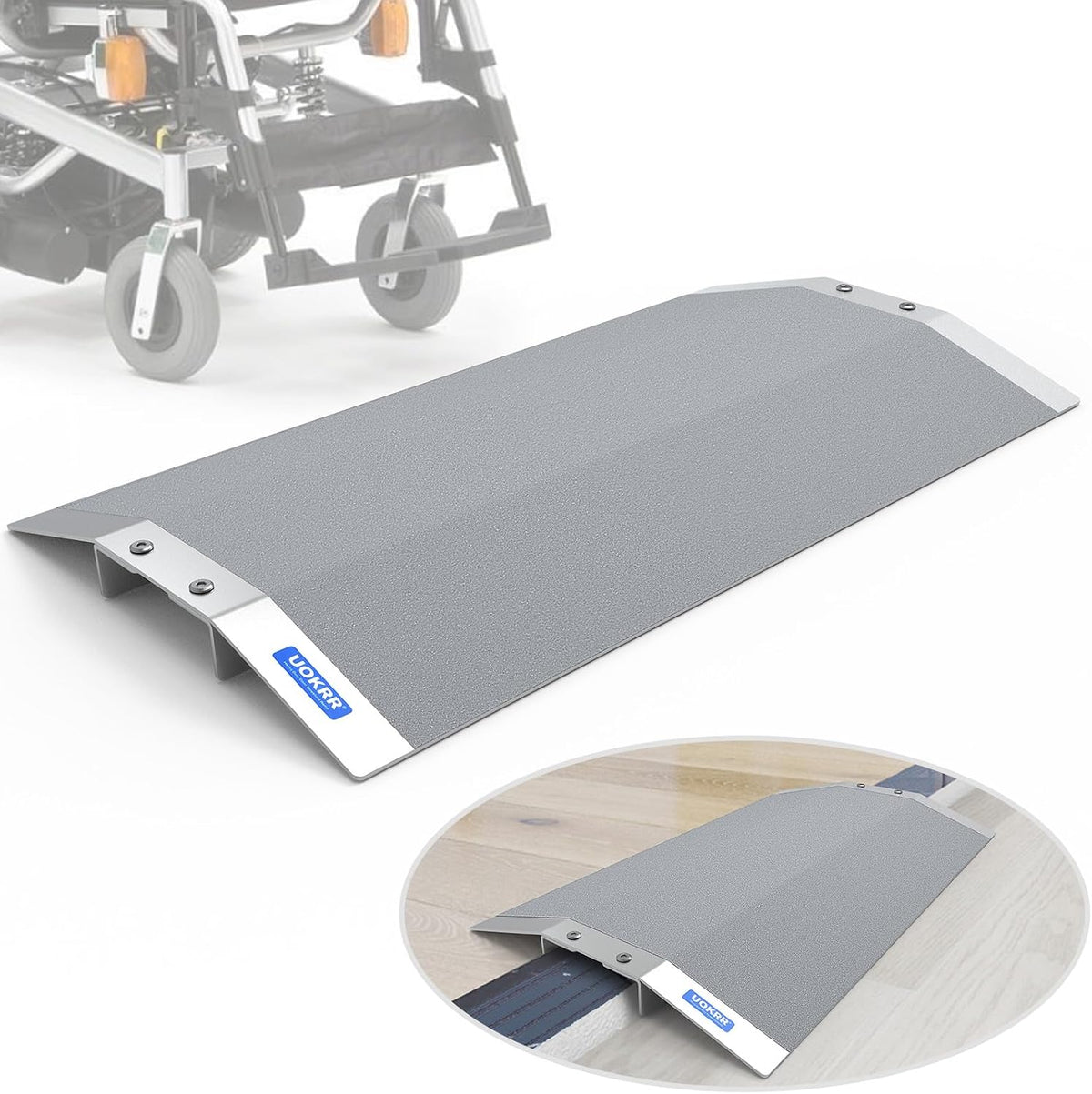 28.5" L×1.2" H Bridge Threshold Ramps for Doorways, Fits 3.5–6" Wide Thresholds with Adjustable Support Bars, Non-Slip Aluminum Wheelchair Ramps for Home Steps