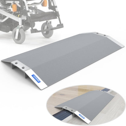 28.5" L×1.2" H Bridge Threshold Ramps for Doorways, Fits 3.5–6" Wide Thresholds with Adjustable Support Bars, Non-Slip Aluminum Wheelchair Ramps for Home Steps