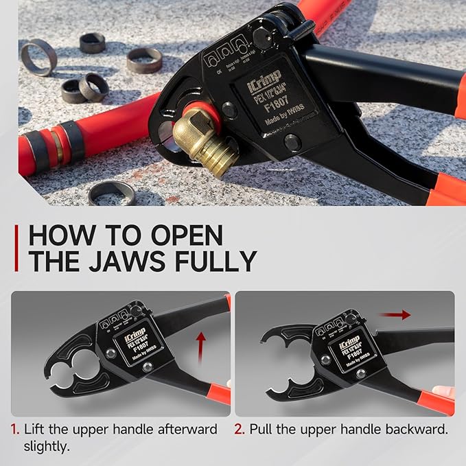 iCrimp Angle Head F1807 PEX Pipe Crimping Tool for Copper Rings - IWS-1234C(1234-inch Angle Combo Crimper), Suitable for Tight Spaces
