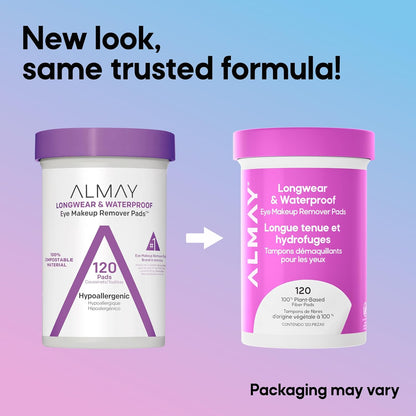 Almay Makeup Remover Pads, Longwear & Waterproof, Hypoallergenic, Fragrance-Free, Dermatologist & Ophthalmologist Tested (Packaging May Vary), 120 count (Pack of 1)