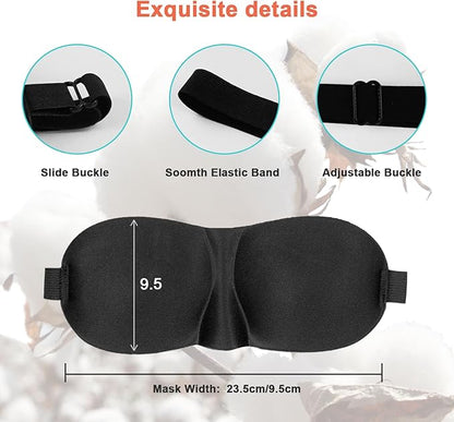 Sleep Masks for Women Men, Blackout Blindfold Eye Cover for Travel, 3D Eye Mask for Deep Sleep, Sleep Mask for Side Sleeper, Eye Mask with Adjustable Strap for Sleeping,Soft Breathable Eye Cover,Black