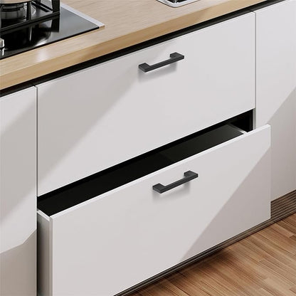 Cabinet Pulls Brushed Nickel Cabinet Handles Square Drawer Pulls, 2 Pack 5 Inch Stainless Steel Kitchen Door Cupboard Cabinet Handles, Drawer Hardware Handles, 128mm Hole Centers