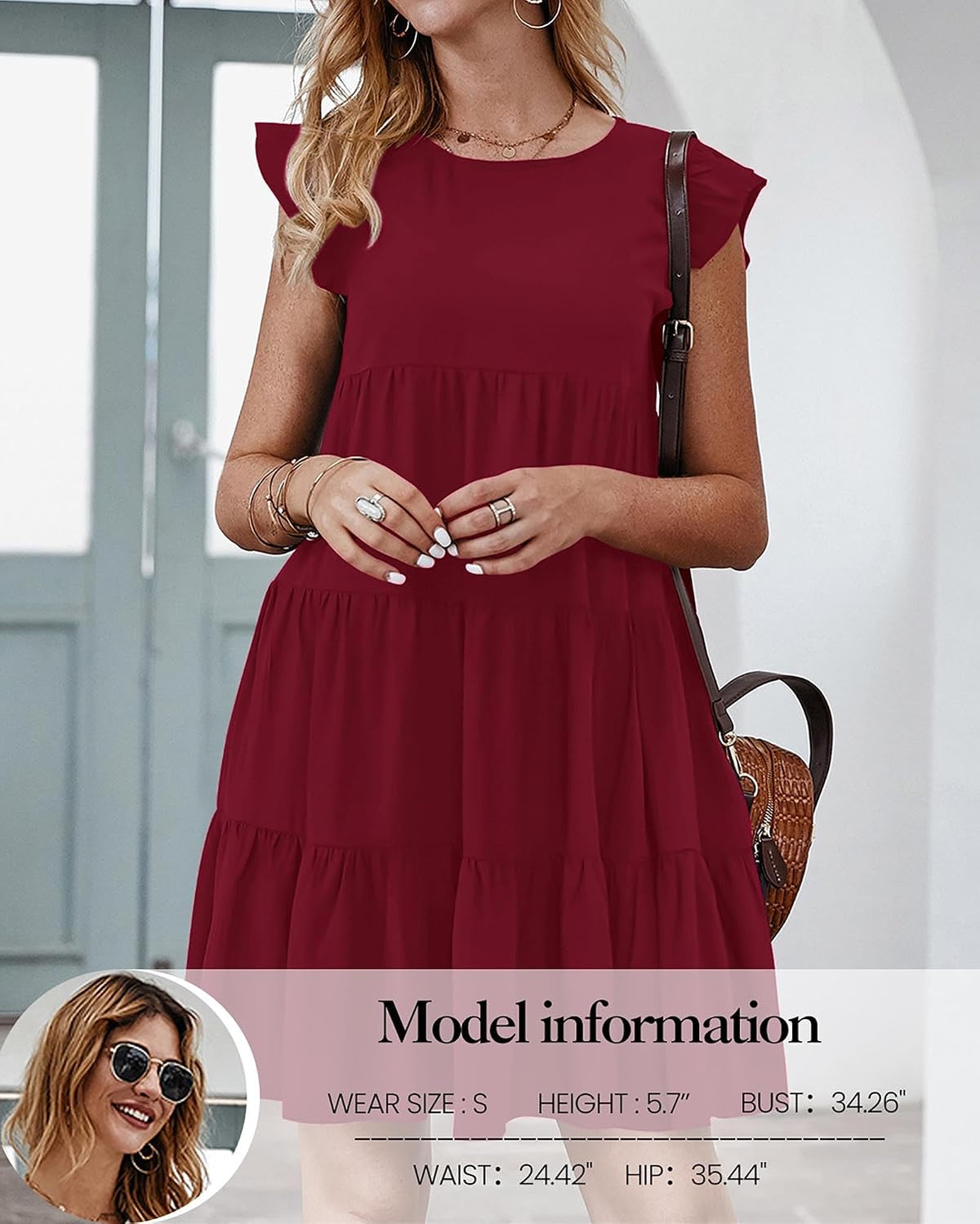 KIRUNDO Summer Dresses for Women Sundress Babydoll Dress | Sleeveless Ruffle Sleeve, Round Neck Loose Pleated Short Flowy Mini Dress,2026 Casual Beach Vacation Graduation Teacher Dress