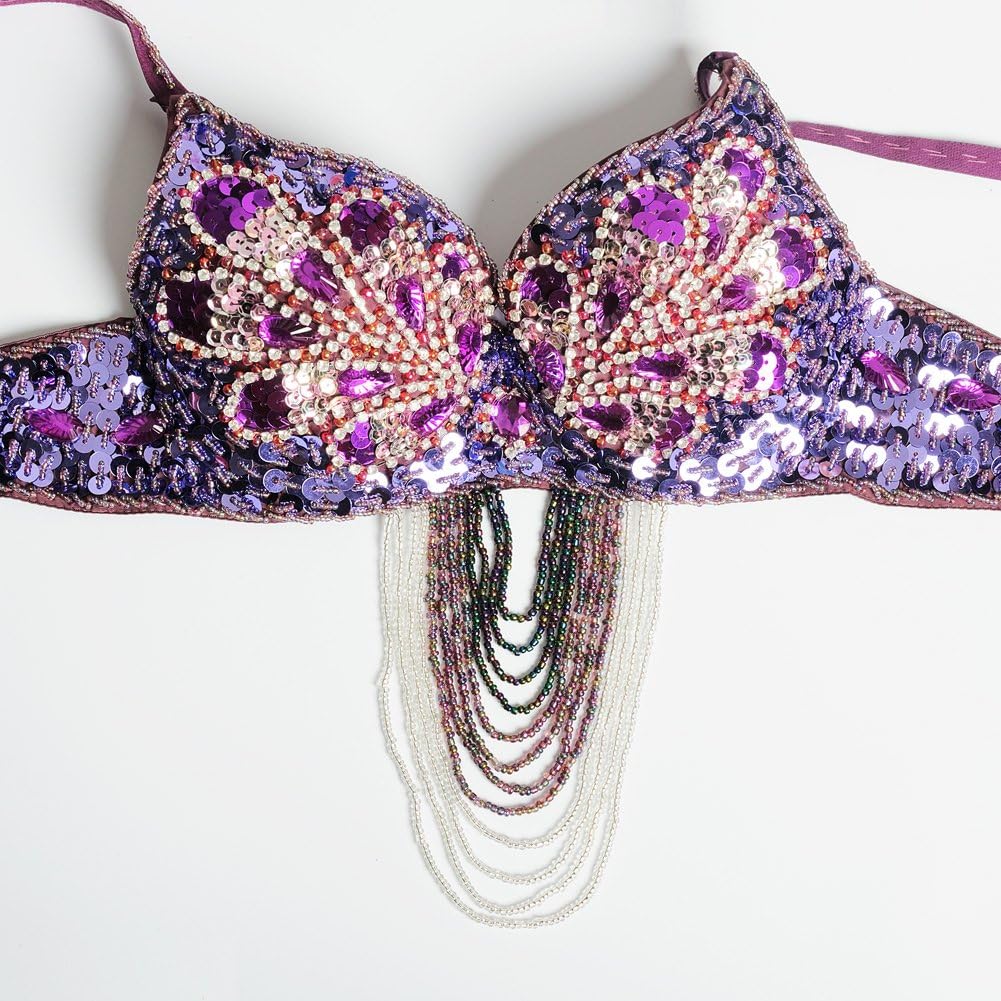 Belly Dance Costume Set for Women Sexy Tribal Belly Dance Bra and Belt Carnival Professional Dancing Suit Outfit