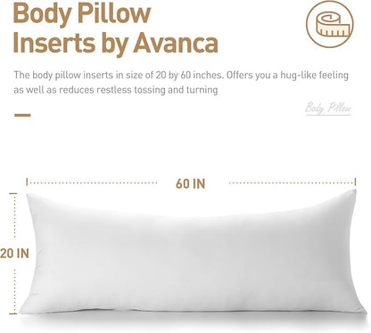 Acanva Fluffy Bed Sleeping Side Sleeper Body Pillow Insert, Long 20” x 60”, Gray