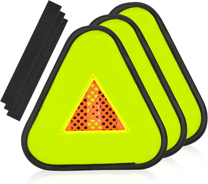 DLUGOPIS Reflective Yield Symbol 7 * 7inch Reflective Safety Triangle 2PC | Bike Reflective Triangle Sign High Visibility Safety Flag with Magic Adhesive Strap for Safety at Night Bike Recumbent Trike ( 2 packs )