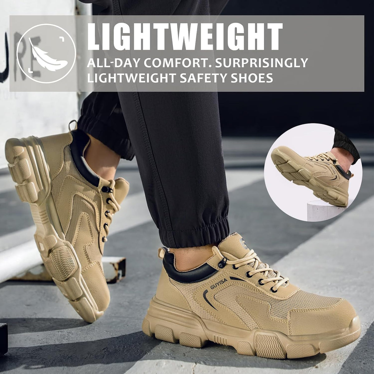 Steel Toe Shoes for Men Lightweight Puncture Resistant Safety Footwear Work Shoes Men Safety Work Shoe Comfortable for Construction Warehouse Jobs