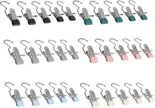 Versatile Clothing Organization Tools Space-Saving Hanger Clips 5pcs Hat Pants Storage Hanging Hook 360-degree Rotating Metal Hanger Clips Black 5pcs